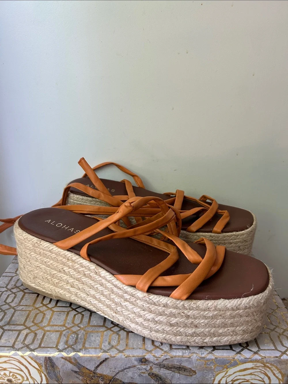 Alohas Paw Paw Platform Espadrille Sandals Women's size 39/9